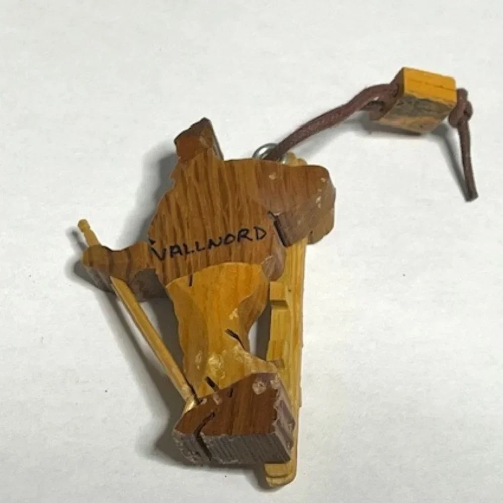 Vallnord, Andorra Rustic Wooden Skier Key Holder Backpack Accessory 3
